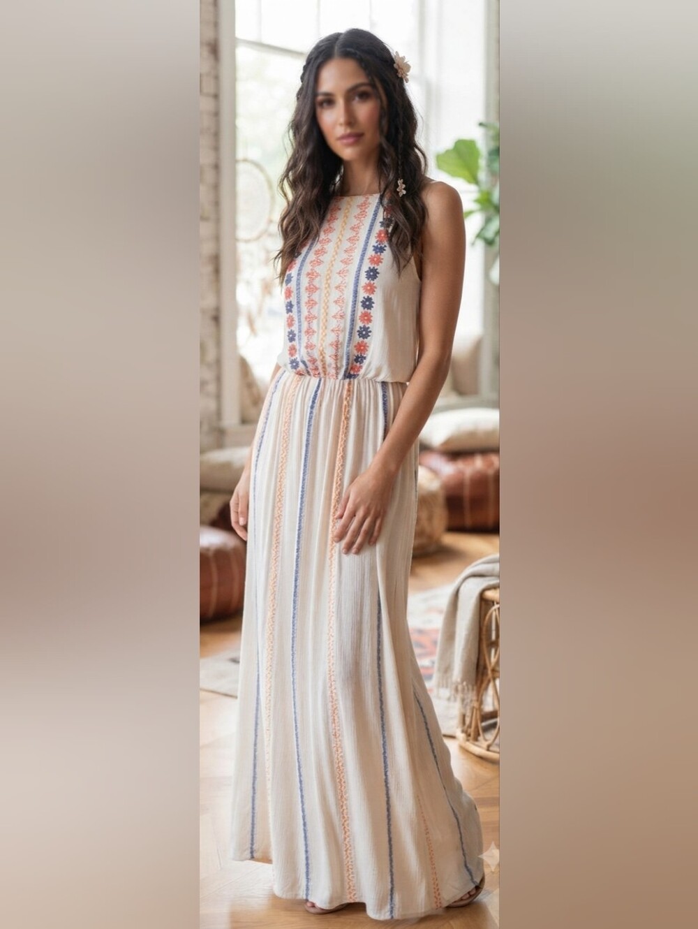 coco + jaimeson Printed Boho Maxi Dress Cottagecore Festival Vacation Brunch